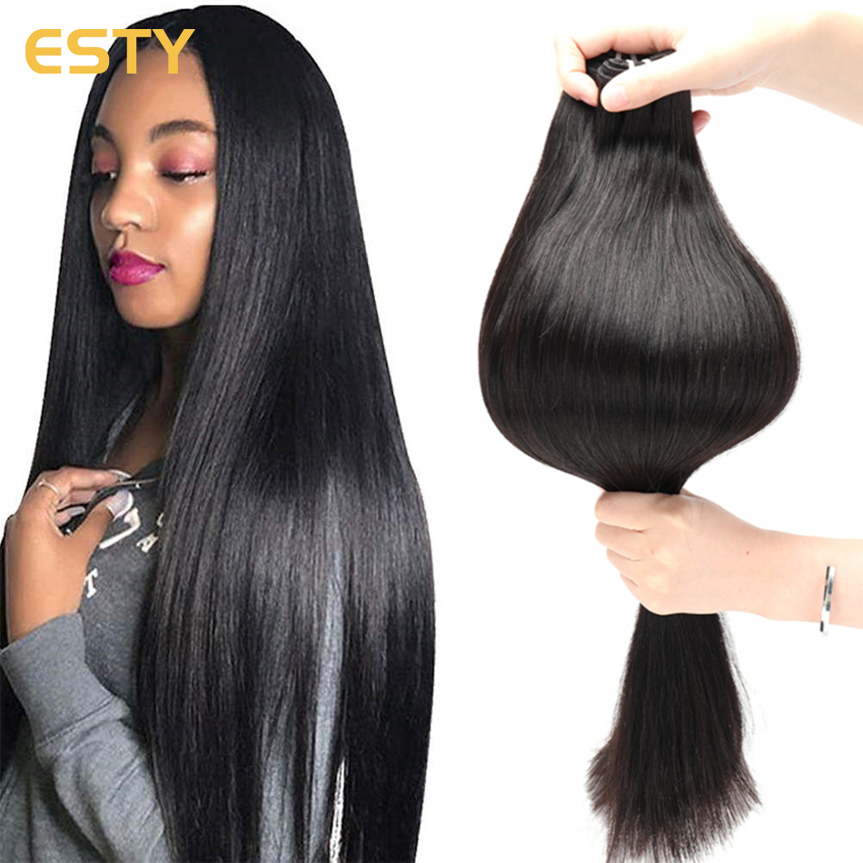 Esty 10A Straight Human Hair 3 Bundles Unprocessed Virgin Human Hair Weave Extensions Natural Color 3 BundlesClosure Women